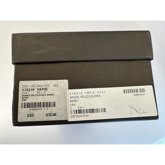 Bottega Veneta Leather Berry Sandal Slide Kaki Green Brown Size 36 New in Box - Picture 9 of 15